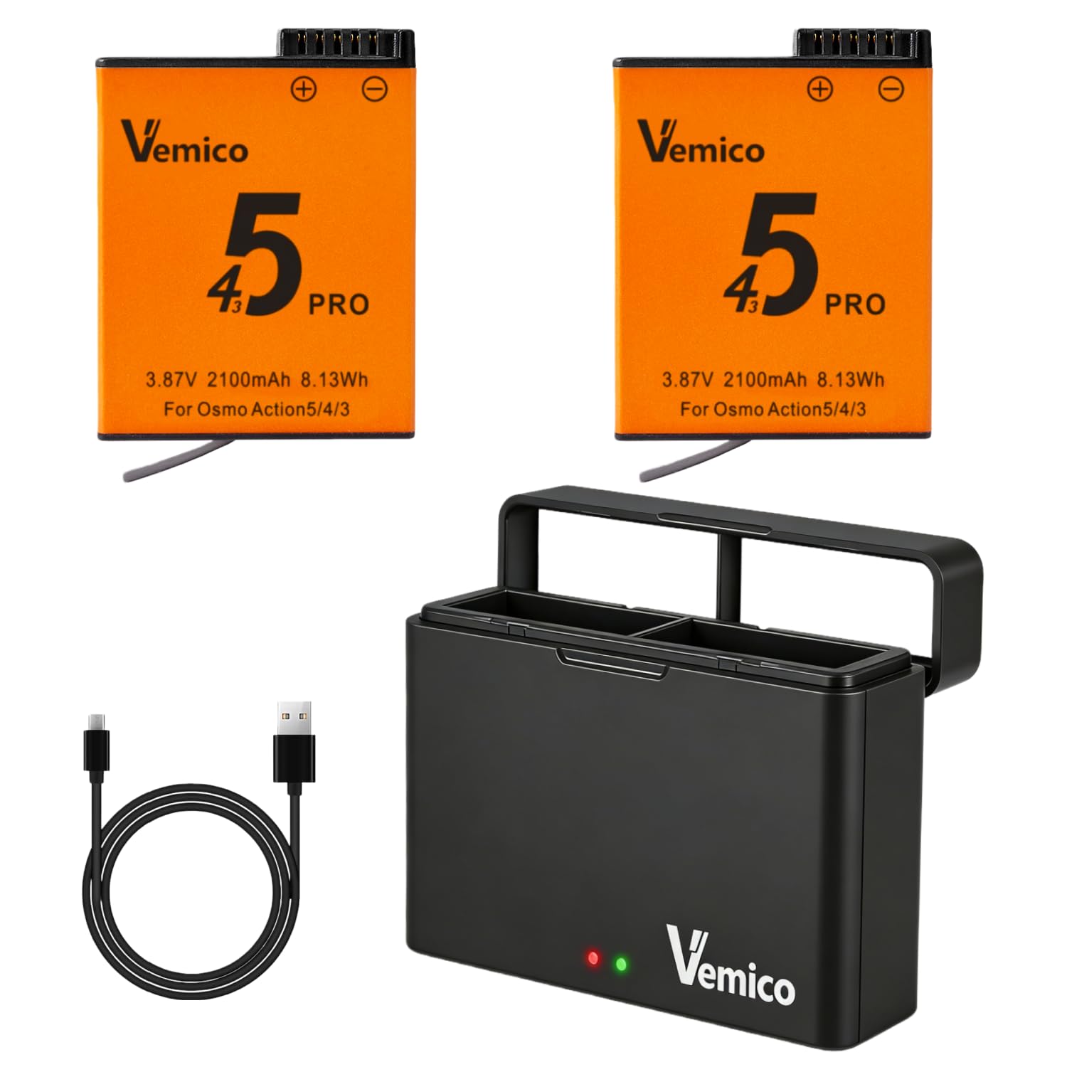 Amazon | Vemico For DJI Osmo Action 5 Pro 互換バッテリー 2*2100mAh
